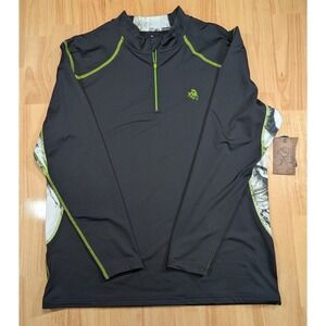 Legendary Whitetails Mens Endurance Performance 1/4 Zip Black Camo Shirt Large